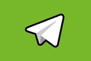 Weißes Papierflugzeug auf grünem Hintergrund. Logo von Telegram.